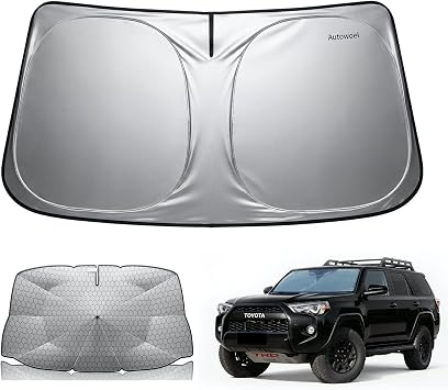 Small Windshield Sun Shade Bundle - Titanium Reflective + Umbrella Style Combo for Compact Cars & SUVs