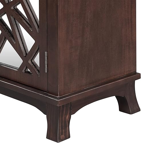 Miniatura 6 de Rhomtree Aparador de 30 pulgadas mesa de consola de entretenimiento con cajones y estantes estilo campestre sala de estar entrada pasillo marrón4