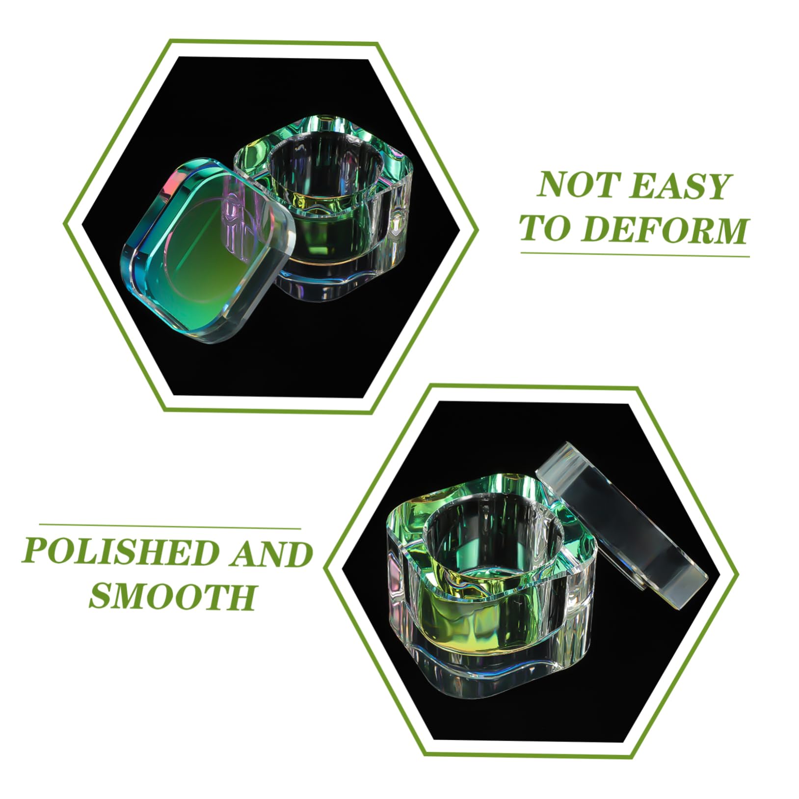 Housoutil Delicate Round Corner Crystal Nail Dish Cup Acrylic Nails Manicure Tool with Lid Glass Nail Cups for Dish