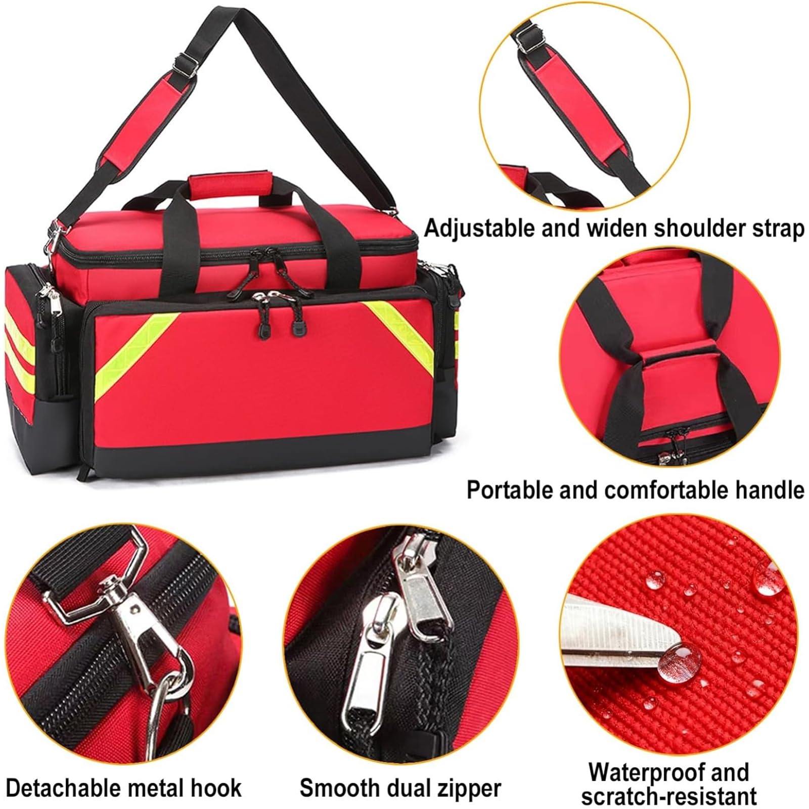 Bolsa De Primeros Auxilios Médica Con Múltiples Bolsillos, Bolsa Grande De Primeros Auxilios Para Emergencias Médicas, Con Tela Reflectante Y Desmontable, Fácil De Transportar Y Resistente Al Desgarro