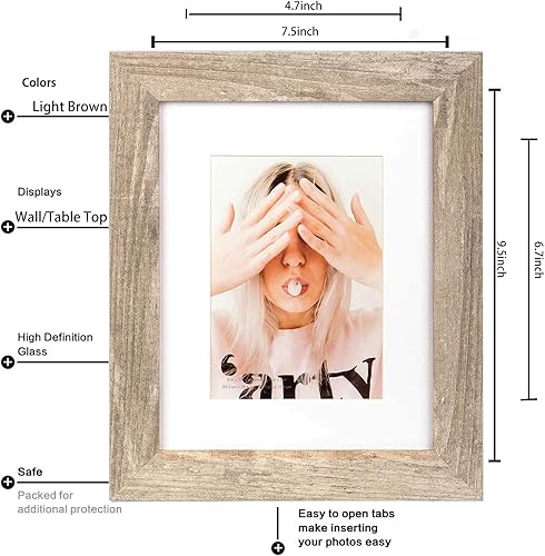 Miniatura 4 de Scholartree - Marco de fotos de 8 x 10 pulgadas con alfombrilla y vidrio, terminado rústico de madera, para montaje en pared