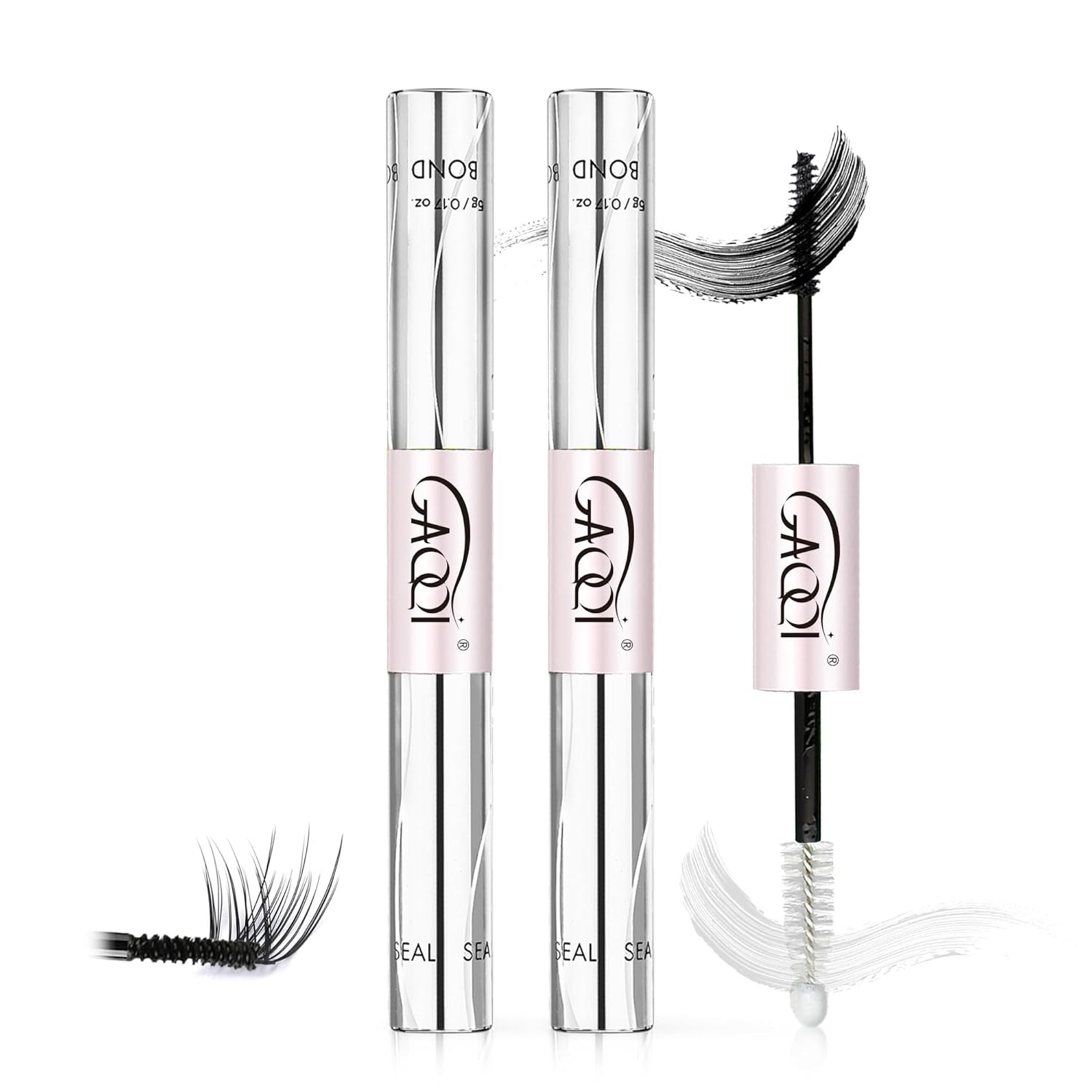 GAQQI Lash Bond and Seal *2 Pcs, Lash Cluster Glue Waterproof Eyelash Adhesive Long Lasting 72h+ Lash Glue, Latex free Eyelash Glue (Pack 2)