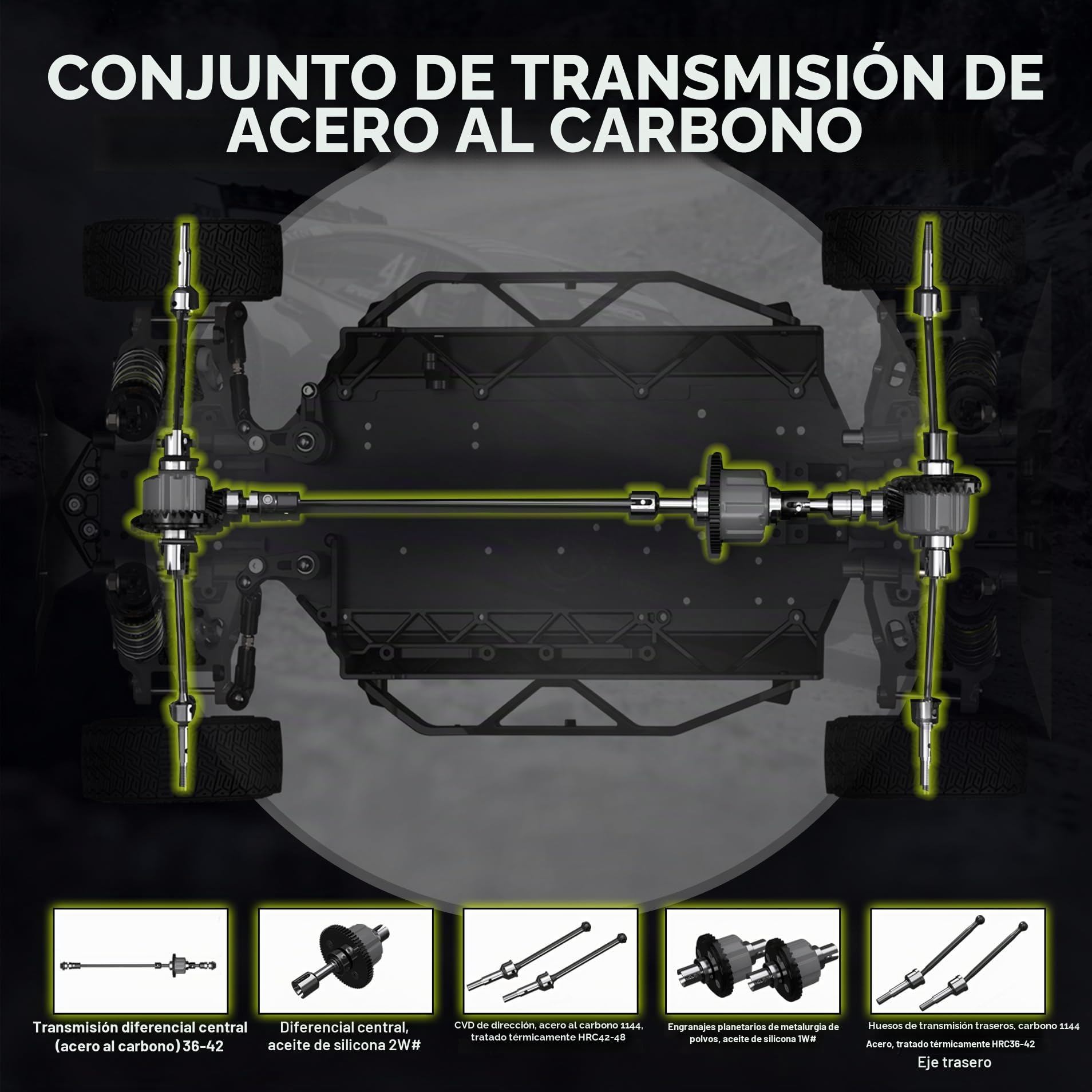 RIAARIO 1/10 Brushless RC Cars, coche de rally, 50+ MPH, 4WD, impermeable, fibra de carbono, azul, a partir de 14 años