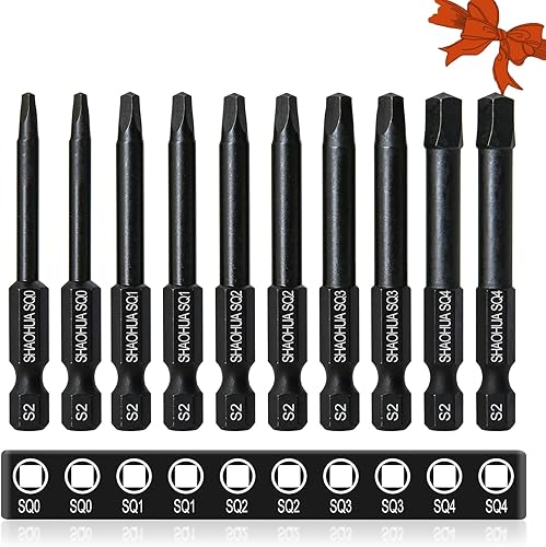 10 brocas cuadradas, destornillador Robertson de cabeza magnética de 2.36 pulgadas, juego de brocas cuadradas de vástago hexagonal de 1/4 de