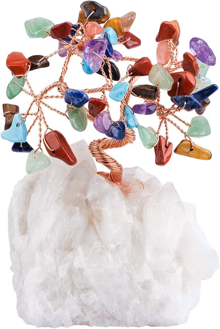 mookaitedecor Chakra Crystal Bonsai Money Tree Ornament, Healing Crystal Gift
