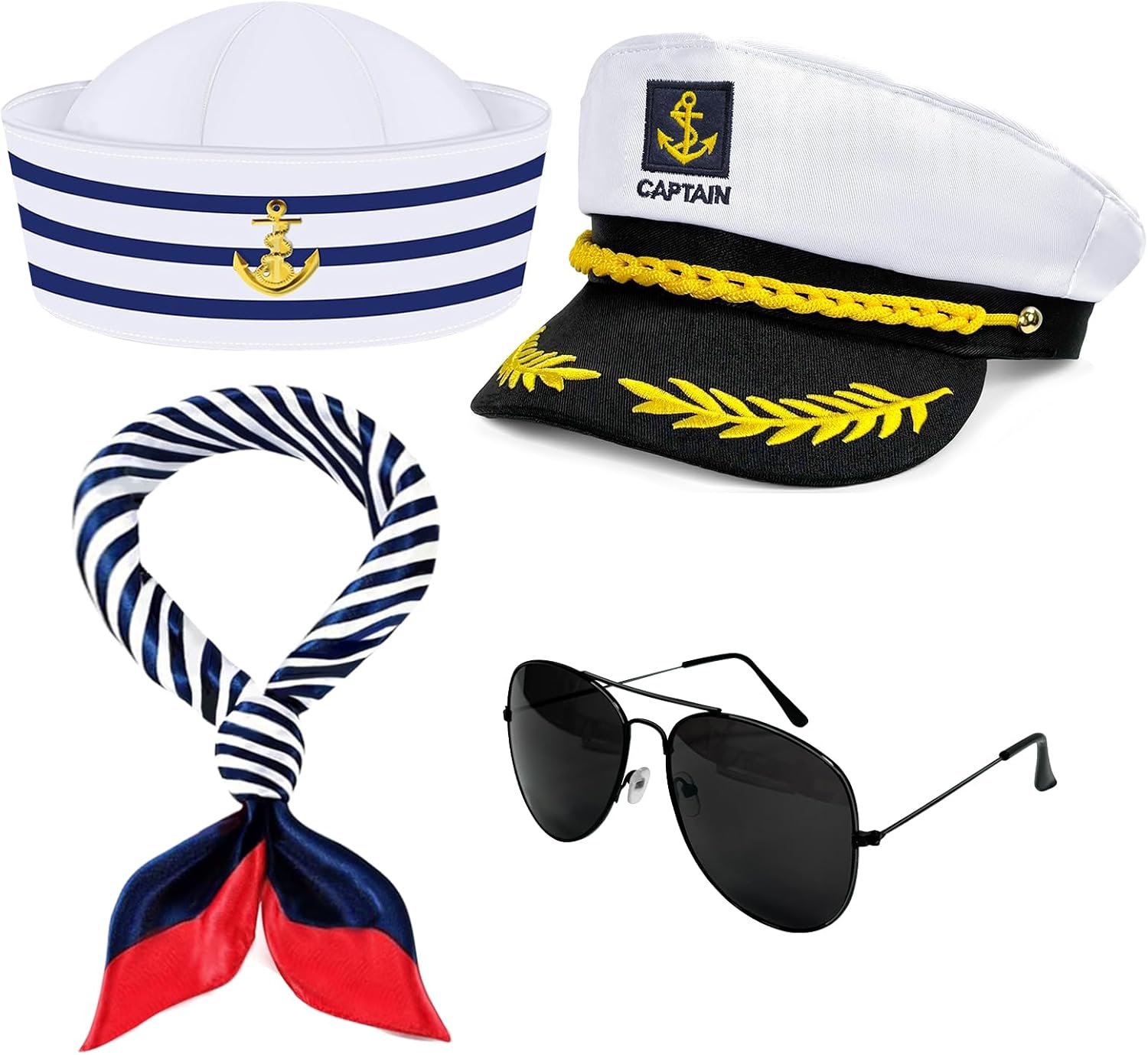 QLINLEAF Yacht Captain Hat Sailor Hat Boat Costume for Men Women Captains Halloween Costumes Dressing up Party White