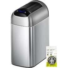 EKO Astro Slim Sensor Trash Can, 10L / 2.6 Gallon Touchless Garbage Bin with Soft-Close Butterfly Lid, Motion Sensor Stainless Steel Trash Can for Bathroom, Kitchen and Office, Waterproof