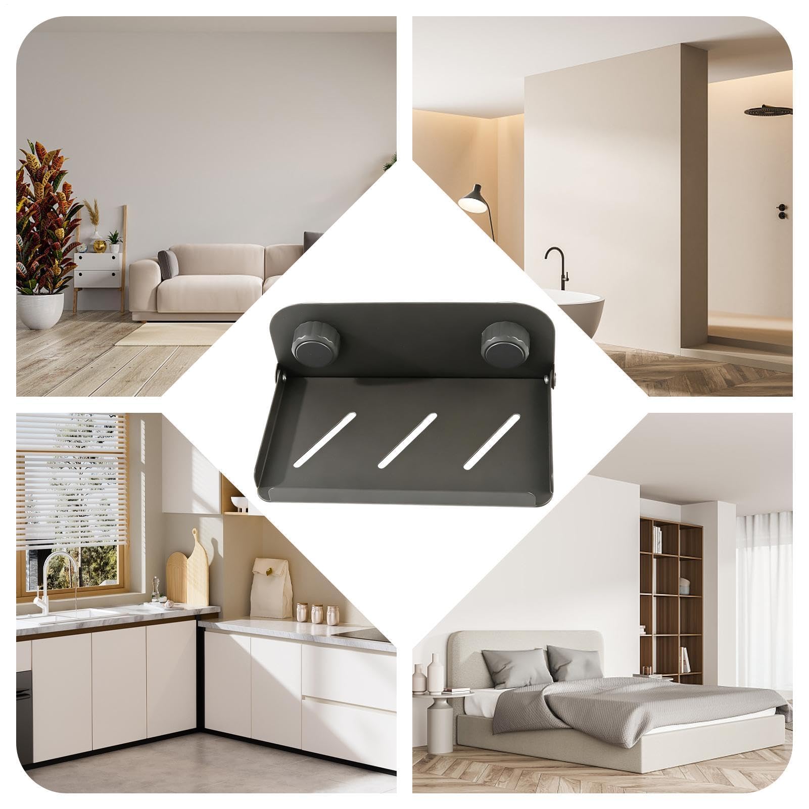 Soporte de pared para teléfono, soporte de almacenamiento adhesivo para ducha, cocina, baño, dormitorio, garaje, soporte de teléfono celular montado en la pared para organización del hogar