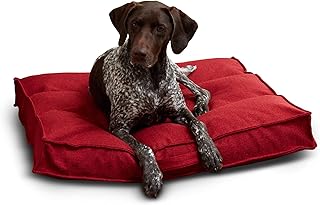 Happy Hounds Milo Square Tufted Pillow Dog Bed, Scarlet, Medium (32