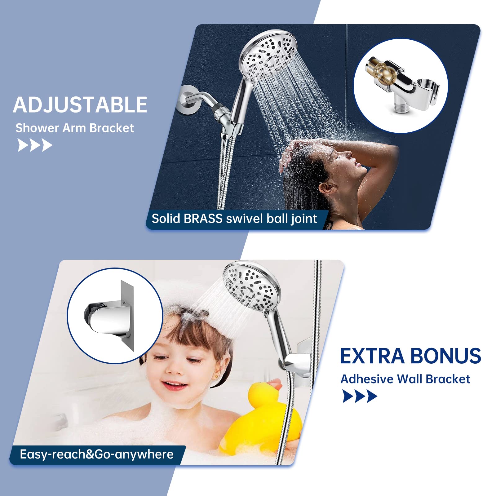 Amazon.co.jp: BATHPRO ハンドヘルドシャワーヘッドセット 9機能 高圧