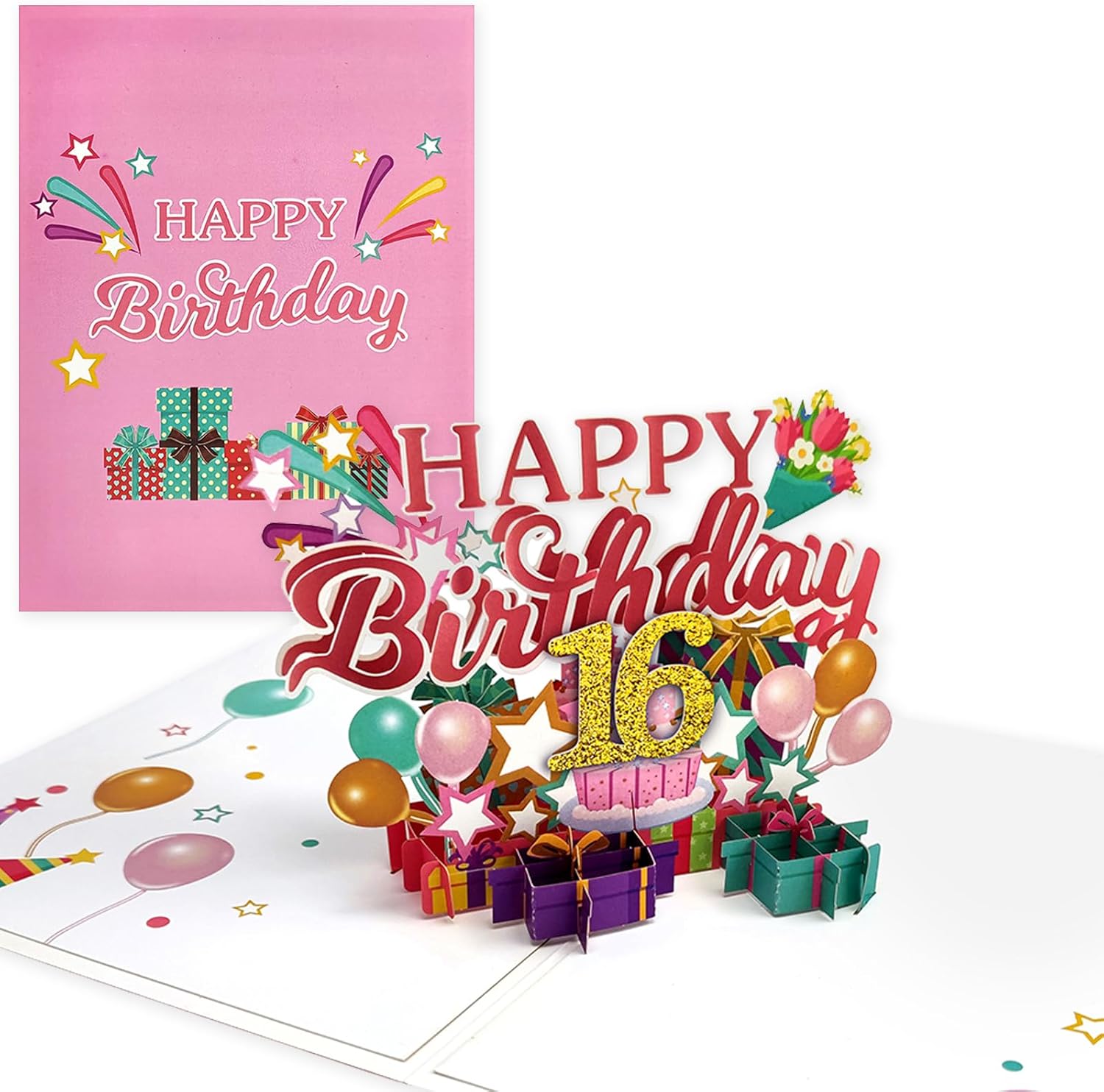 Happy 16th Birthday Pop Up Card for Him Her, Sweet 16