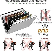 Vista 8 de Soporte para tarjetas de crédito, fundas protectoras de bloqueo RFID, cartera de metal para tarjetas de crédito, soporte para tarjetas de visita