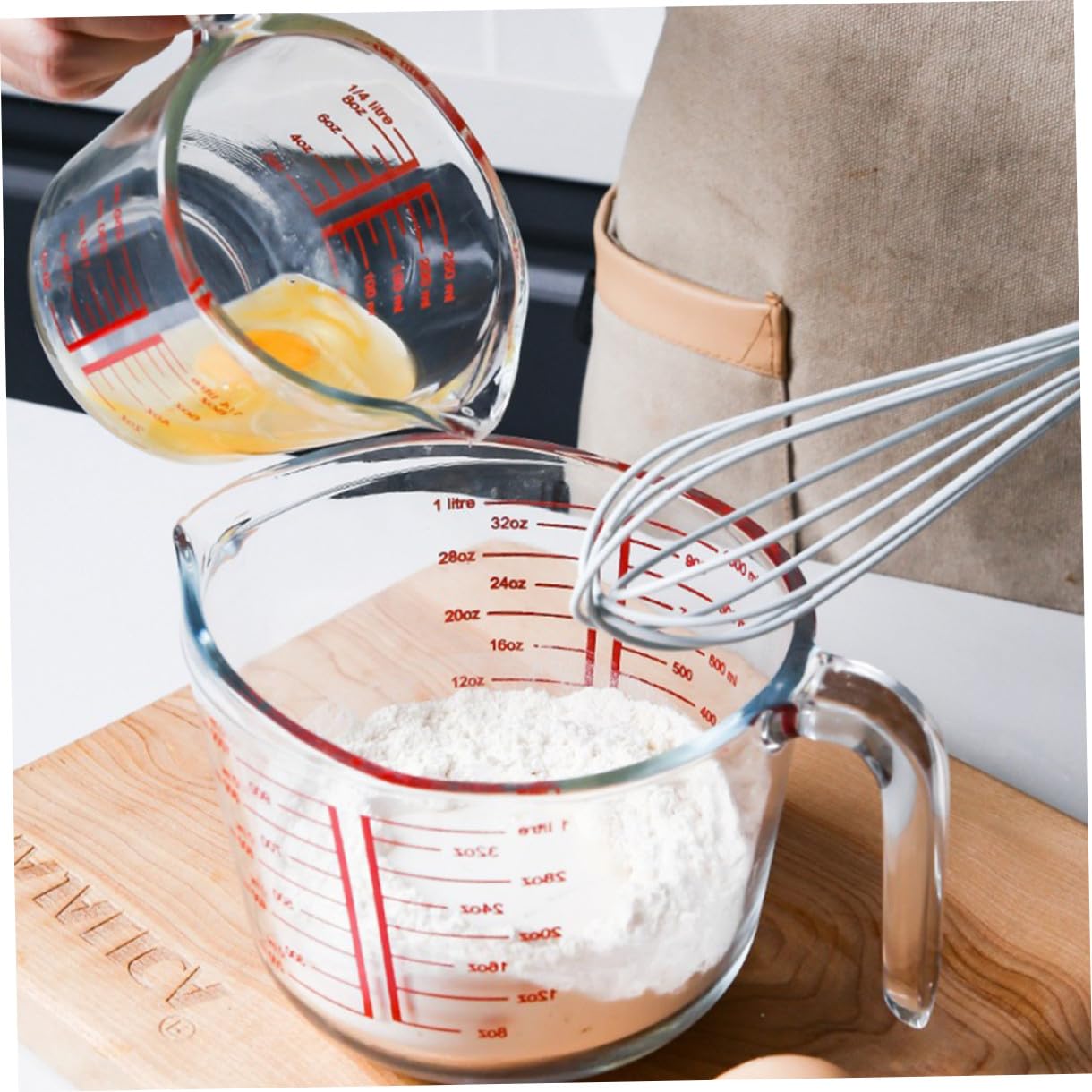 Messbecher aus Glas mit Ausguss Temperaturbeständig und Leicht Rundes Backwerkzeug für Heimgebrauch und Bäckereien 1 Stück