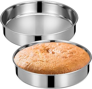 Zerodeko 2PCS Cake Pan Set, 24cm Round Tier Cake Pans Set, Stainless Steel for Baking Steaming Serving, Baking Tool for Birthday Wedding Celebrations, 9.5inch