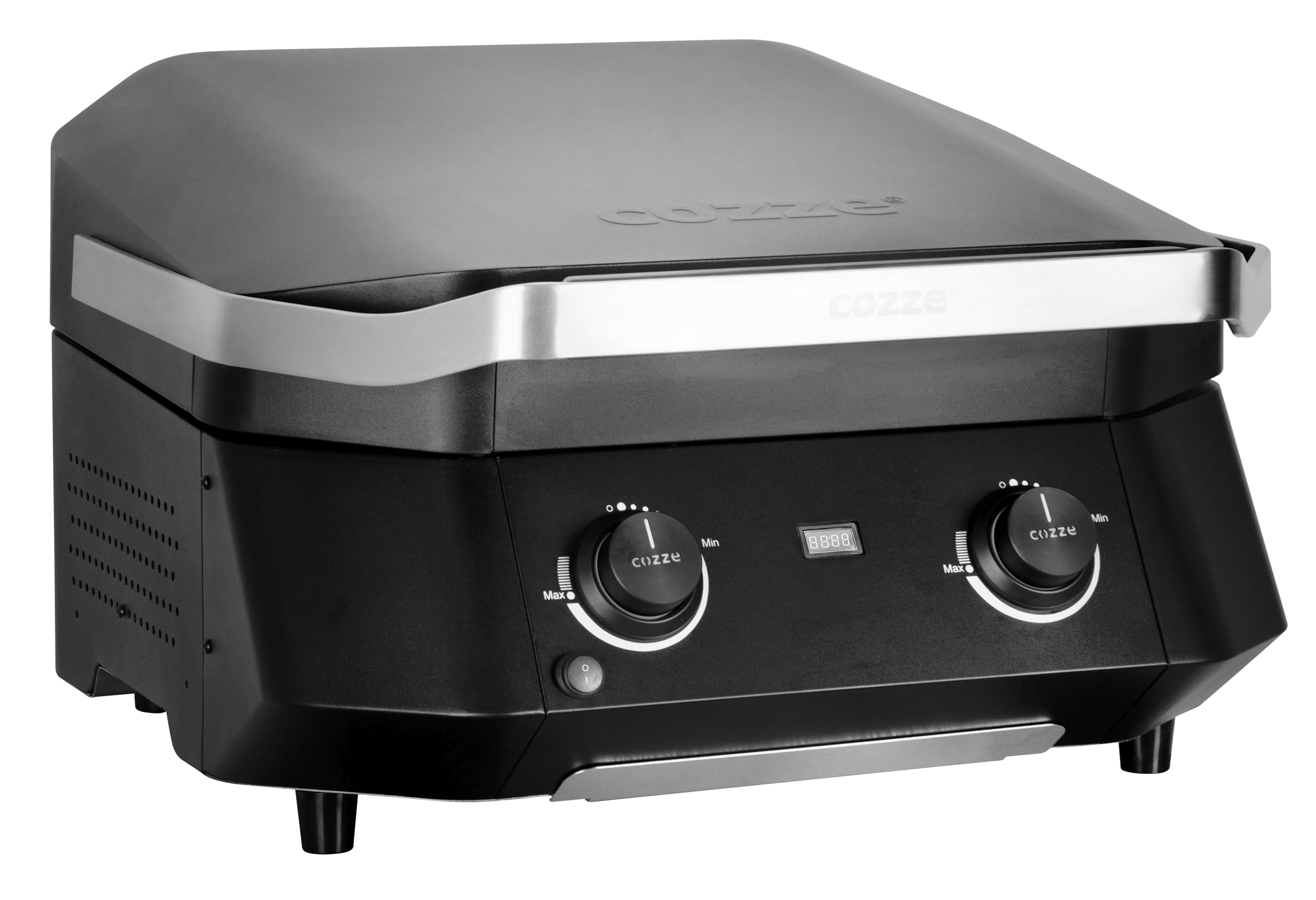 Cozze® E-500 Barbecue elettrico 2 zone – 2100 W, 230 V, area 51 x 39 cm, termometro digitale, 2 resistenze inox SS430, manopola LED, vaschetta raccogli-grassi, fino a 400°C