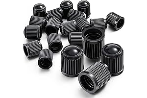 20 Black Tyre Valve Dust Caps for All Vehicles