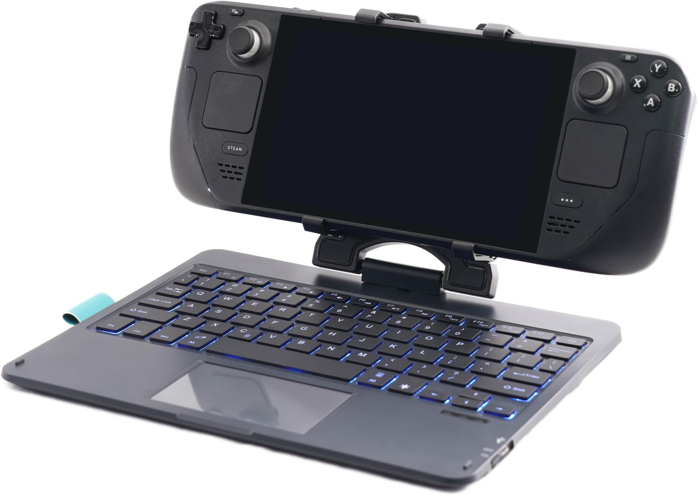 DeckTop - Steam Deck Keyboard and Bluetooth Trackpad Mouse with Multicolor LED Laptop Accessory for Valve Linux PC Gaming Accessories (Steam Deck/ROG Ally)