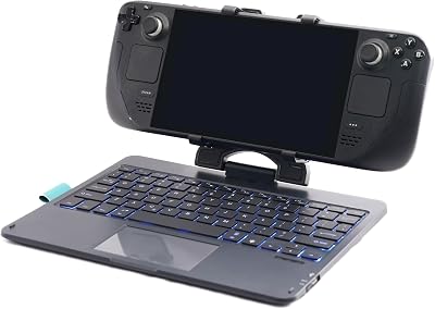 DeckTop - Steam Deck Keyboard and Bluetooth Trackpad Mouse with Multicolor LED Laptop Accessory for Valve Linux PC Gaming Accessories (Steam Deck/ROG Ally)