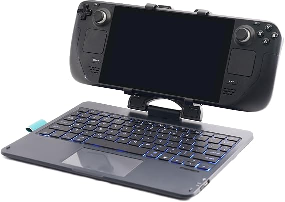 DeckTop - Steam Deck Keyboard and Bluetooth Trackpad Mouse with Multicolor LED Laptop Accessory for Valve Linux PC Gaming Accessories (Steam Deck/ROG Ally)