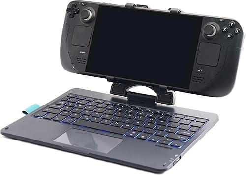 DeckTop - Steam Deck Keyboard and Bluetooth Trackpad Mouse with Multicolor LED Laptop Accessory for Valve Linux PC Gaming Accessories (Steam Deck/ROG Ally)