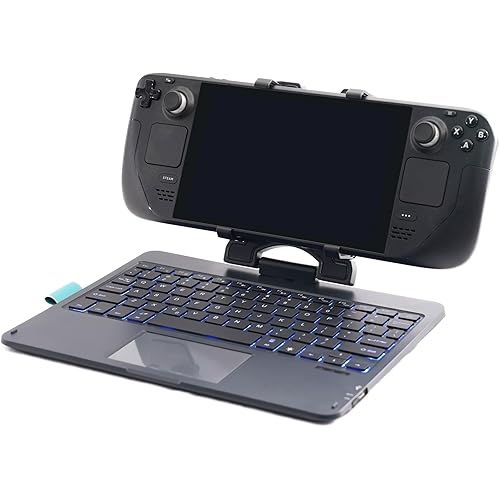 DeckTop - Steam Deck Keyboard and Bluetooth Trackpad Mouse with Multicolor LED Laptop Accessory for Valve Linux PC Gaming Accessories (Steam Deck/ROG Ally)