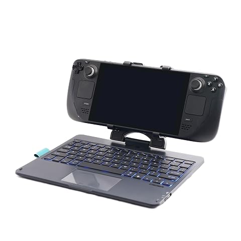 DeckTop - Steam Deck Keyboard and Bluetooth Trackpad Mouse with Multicolor LED Laptop Accessory for Valve Linux PC