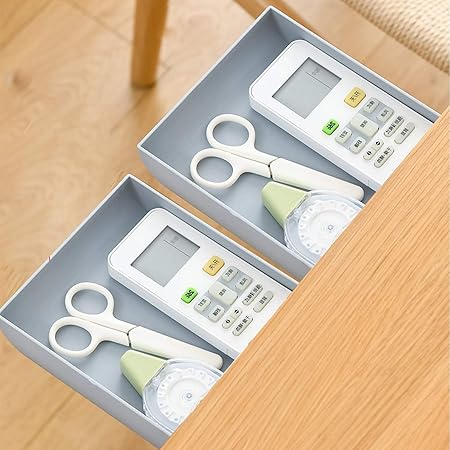 Amazon 2個セット 取り付けできる引き出し 引き出しミニ スライド収納ボックス 天板下 机デスク 引出し 小物入れ 収納 便利グッズ トレー 引き出し 在宅勤務 両面テープ付き スマホ リモコン ペン はさみ 文房具 カトラリー 整理整頓 グレー Lサイズ 引き出し