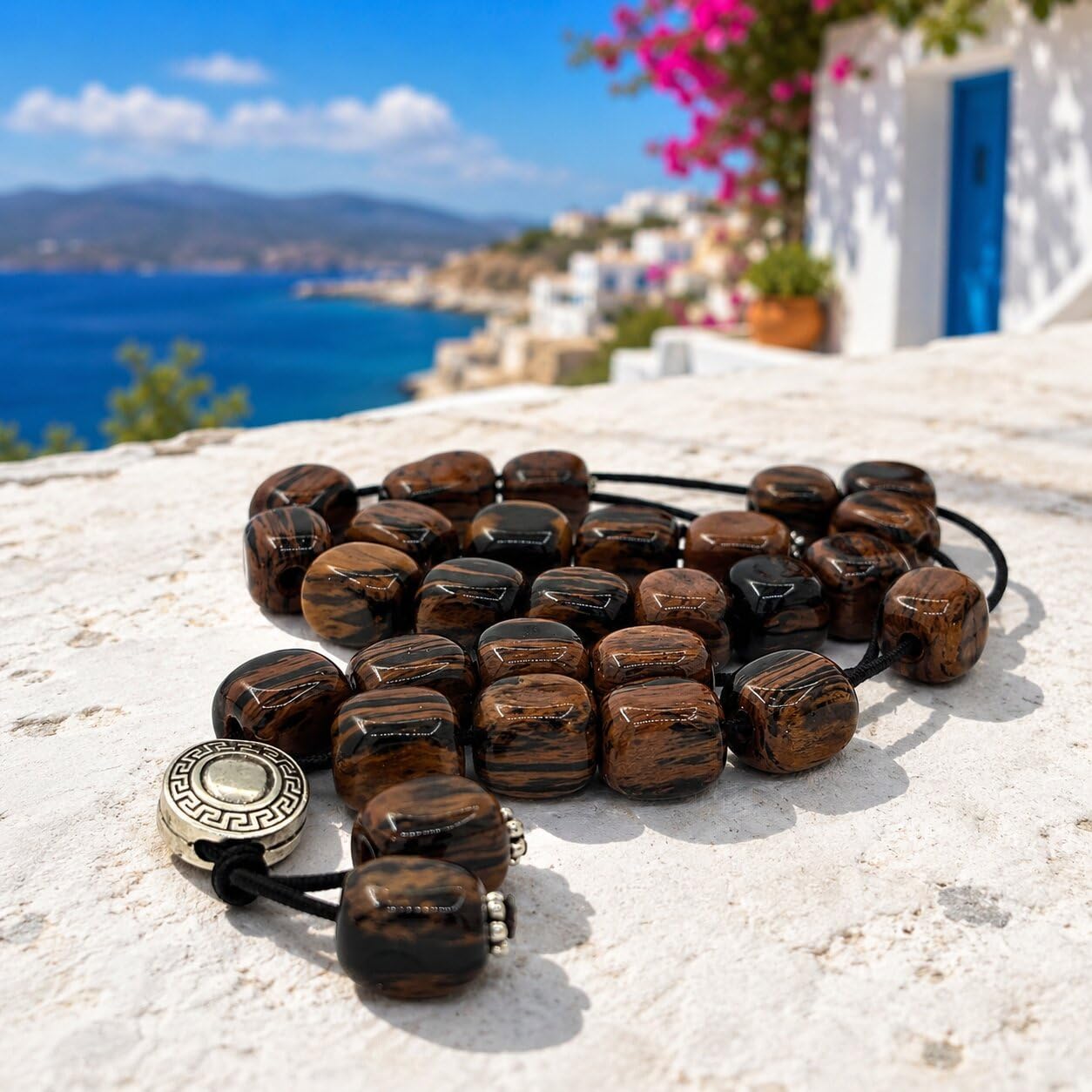 Braune Obsidian-Edelsteine, griechische Komboloi-Sorgenperlen