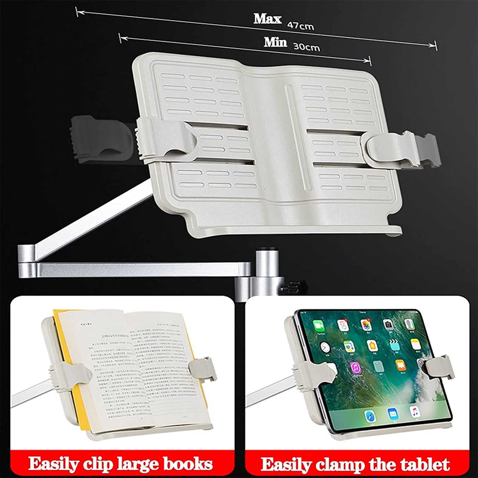 Estante de Lectura Multifuncional de pie con Ruedas: Soporte Ajustable para Libros, partituras y computadora portátil para Leer con Manos Libres en la Cama o en Cualquier Otro Lugar.
