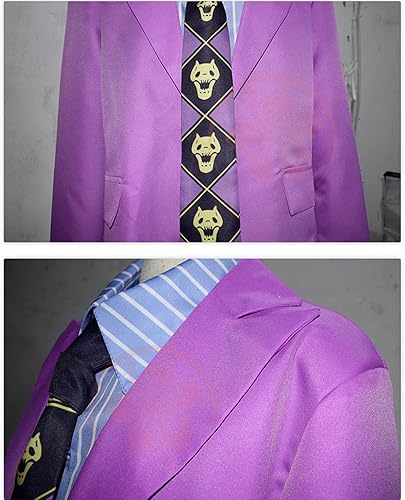 Miniatura 6 de Weixu Disfraz de anime Kira Yoshikage para cosplay, color morado, uniforme de Halloween, juego de rol, trajes de fiesta