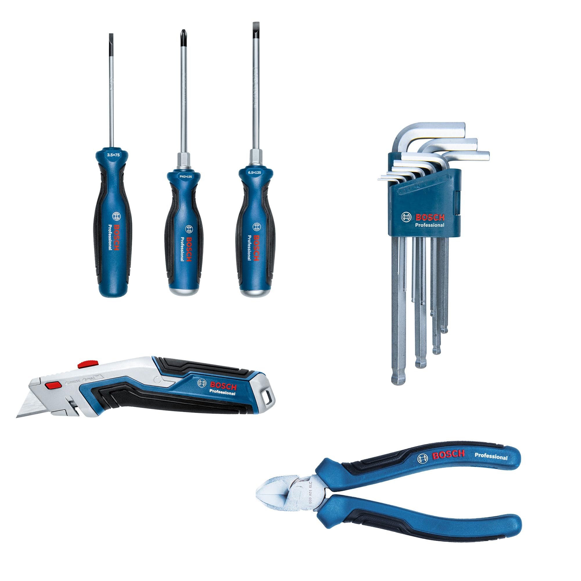 Bosch Professional ProClick - Set cinturón de herramientas 108 + herramientas manuales (bolsa GWT 2, bolsa 1 GWT 4, 2 soportes, 3 destornilladores, 9 llaves hex., 1 alicate,1 navaja)
