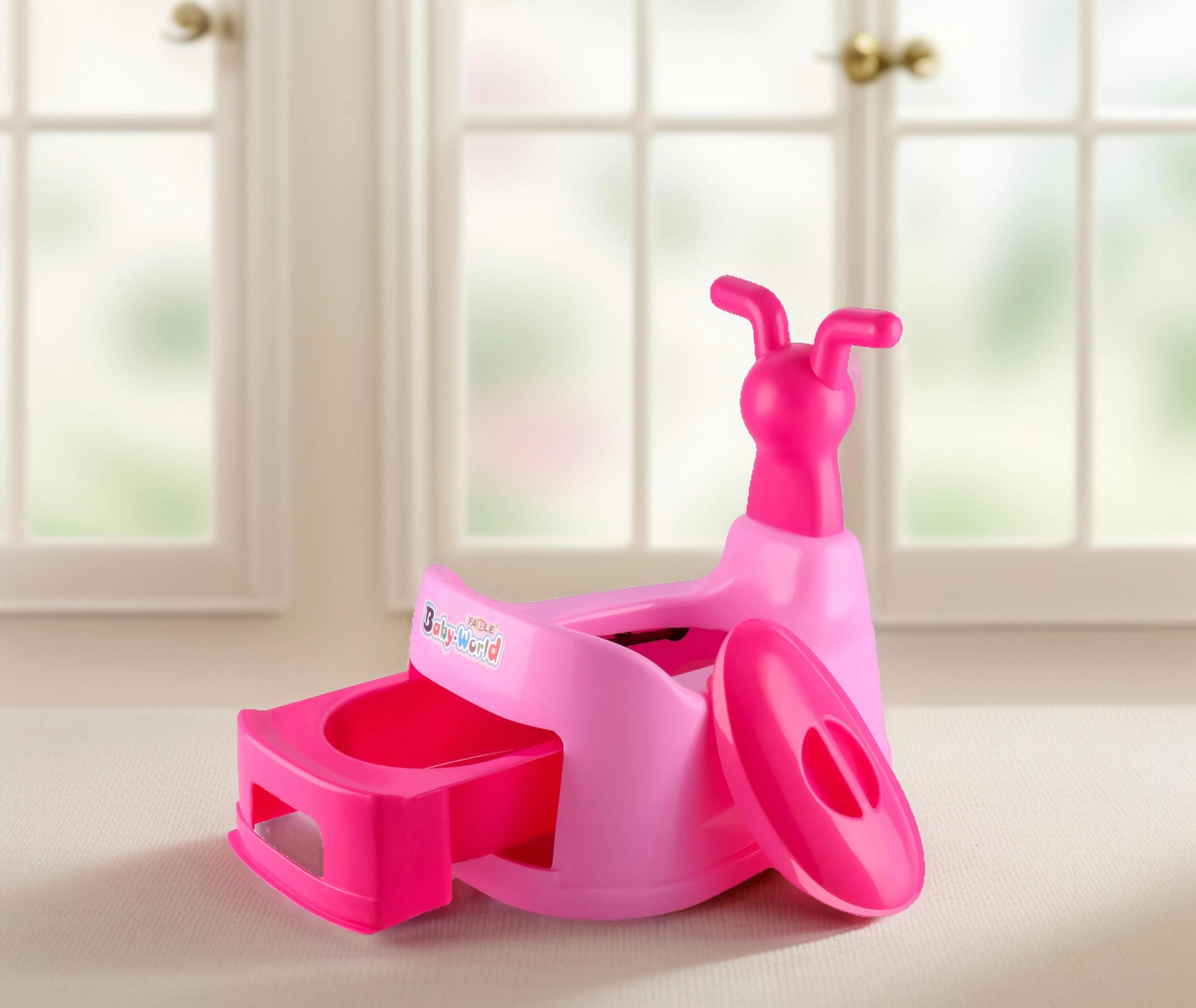 Zerya Potty Toilet Trainer Seat/Chair with Lid and High Back Support for Toddler Boys Girls (Age 7 Months to 3 Years) (Pink)