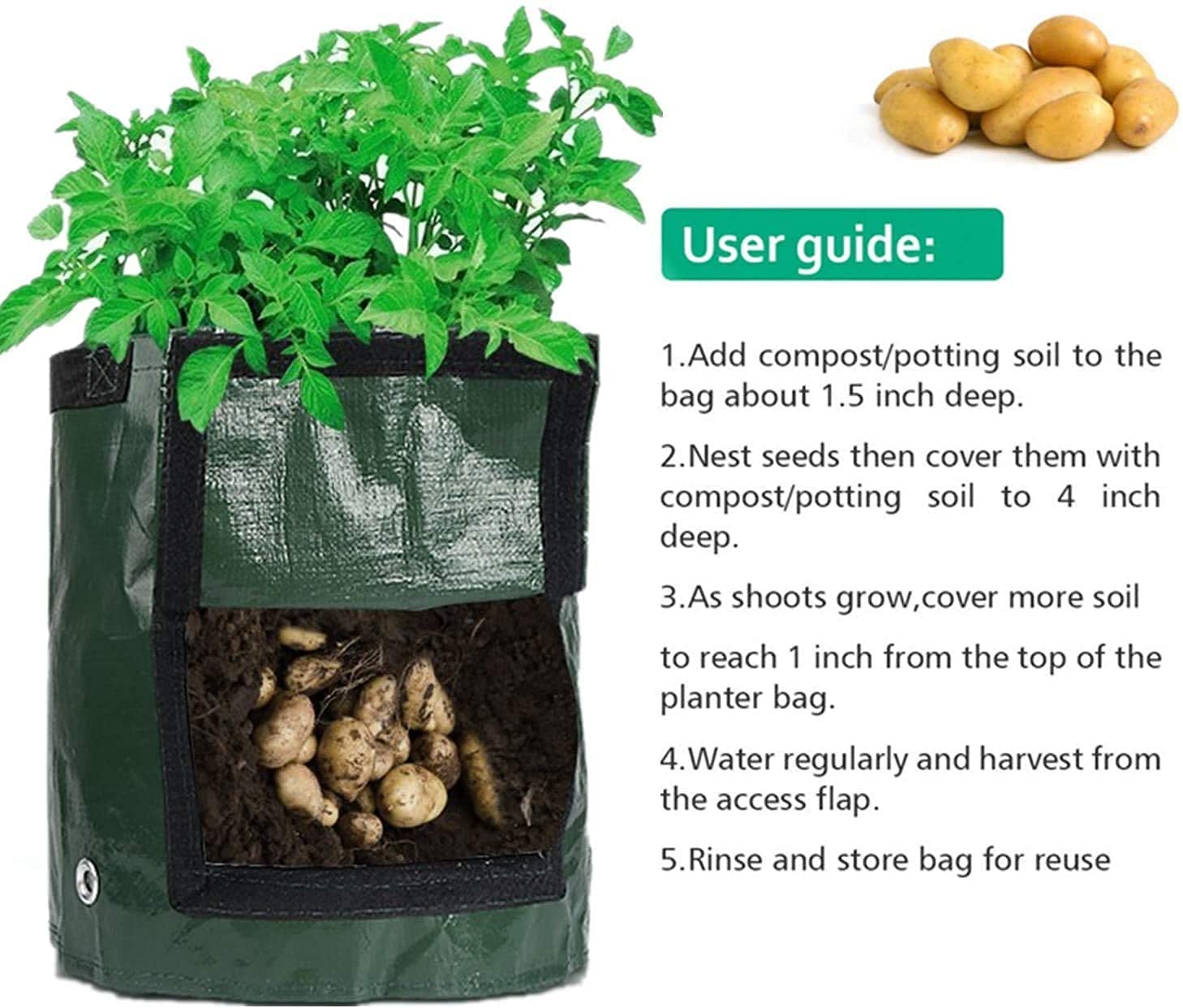 Bolsas de cultivo de patatas, macetas de cultivo de 7 galones para tomates y verduras, bolsas de bandeja de plantación con asas, bolsas duraderas para macetas de jardín