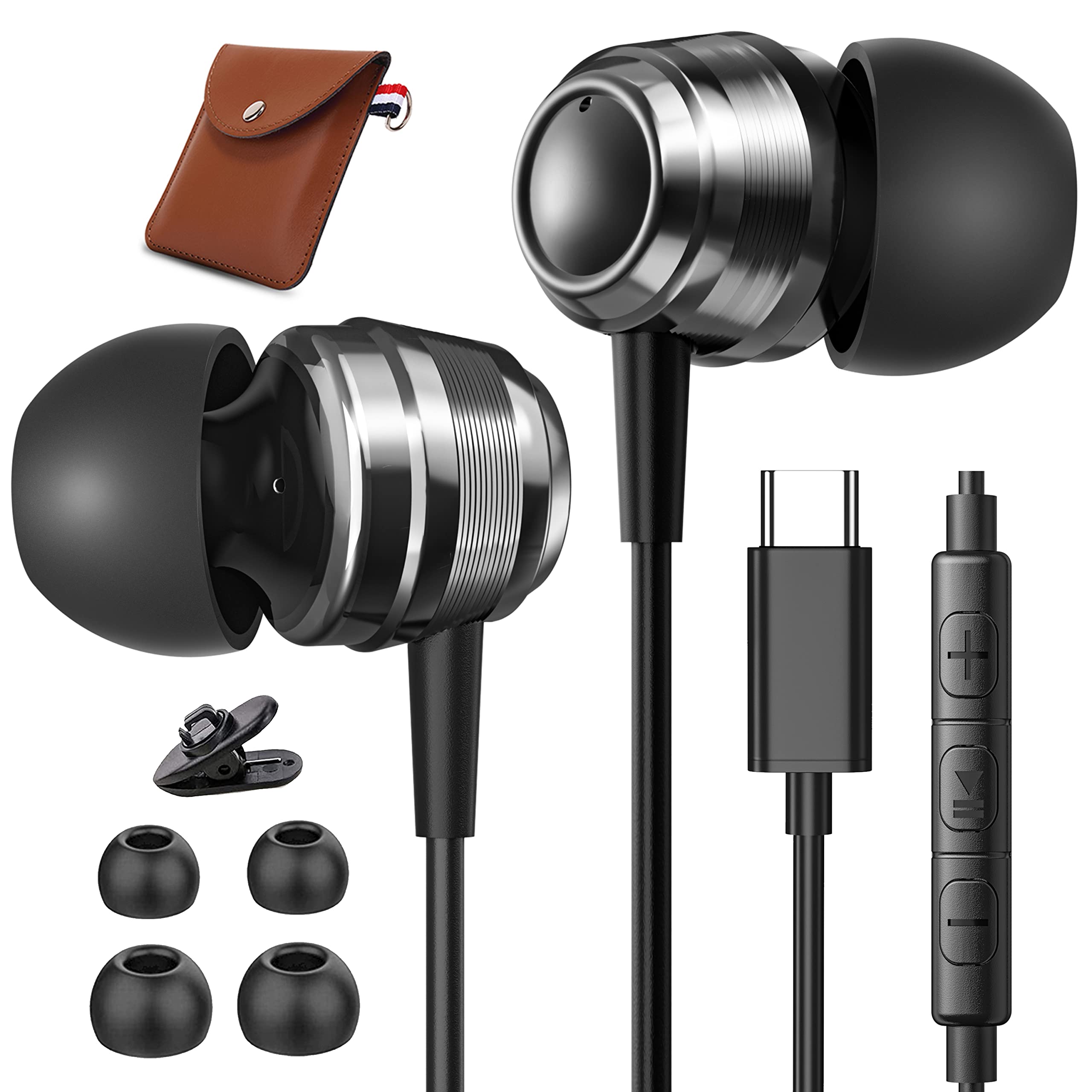 Cuffie USB C, LCdaymini HiFi Stereo Auricolari USB Tipo C con Filo e  Microfono Cuffie In