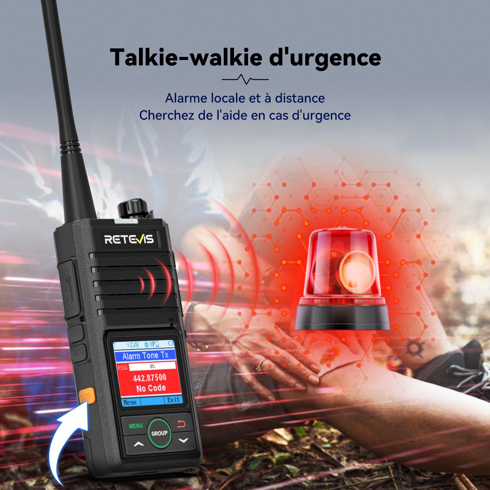 Retevis RB658 Talkie Walkie Réglage par App, Radio Bidirectionnelle Professionnelle, Réduction Intelligente du Bruit, Alarme, 1800 mAh, Talkie-Walkie pour Adultes, Moto (1 Pcs, Noir)
