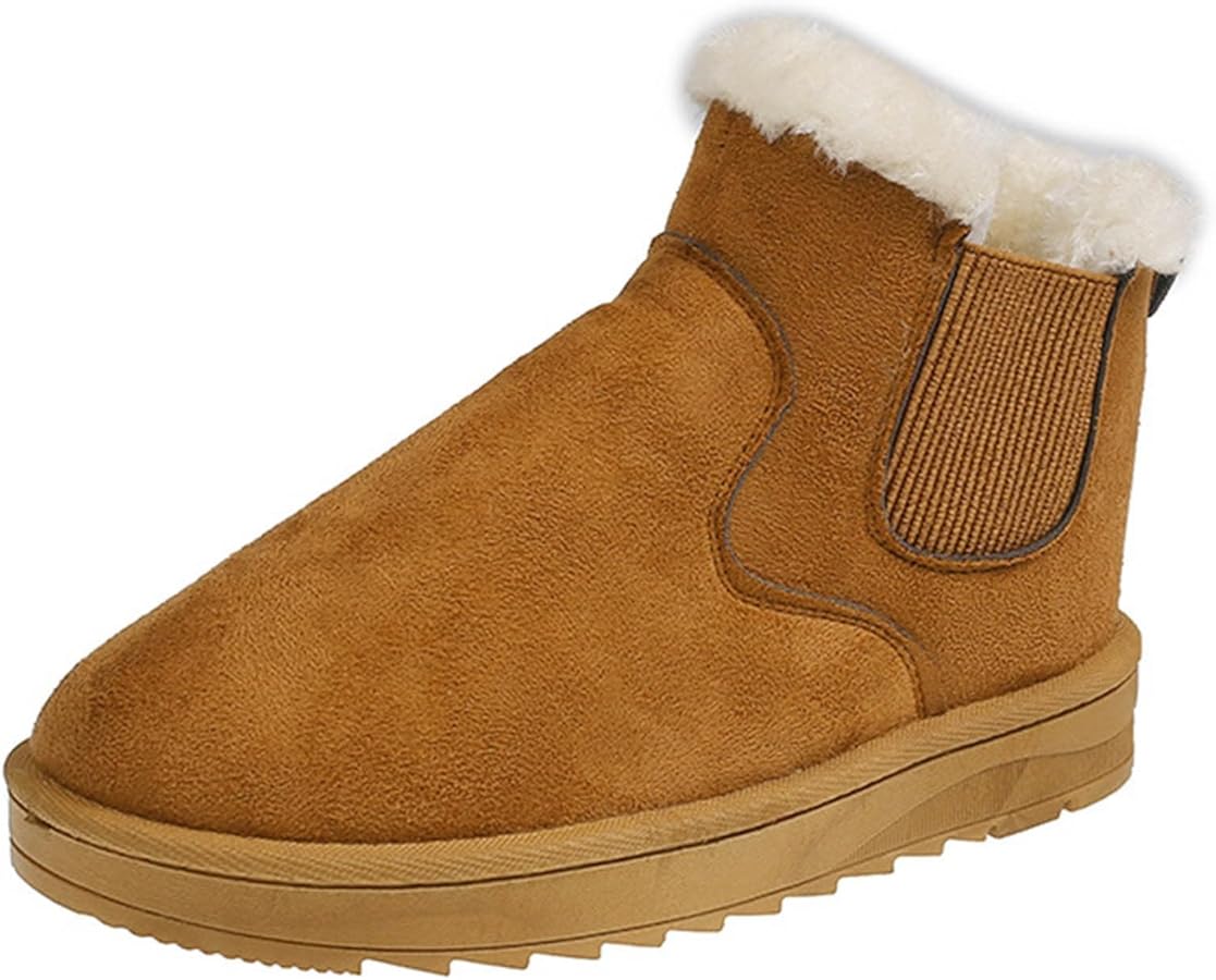 IQYU Stivali invernali da donna foderati con gambo corto, unisex