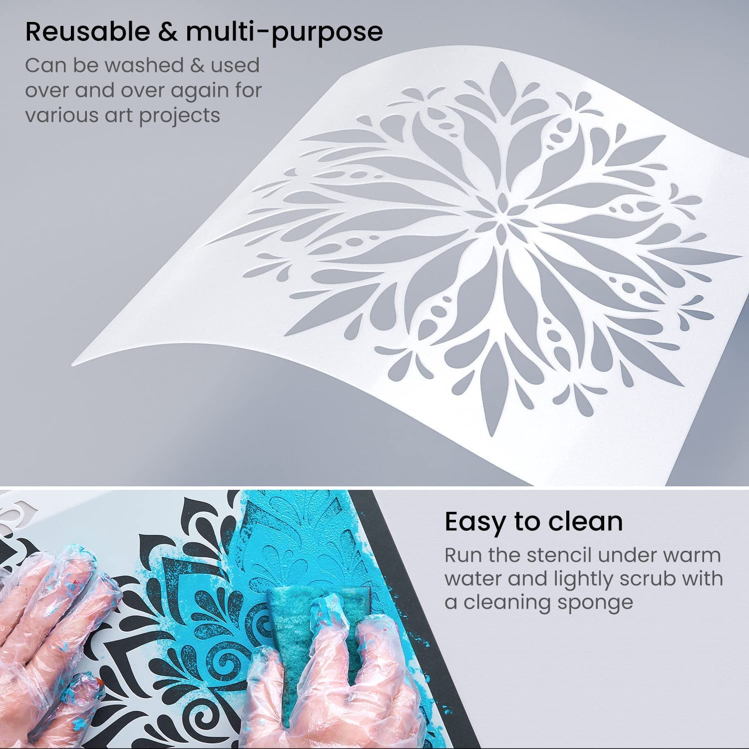 Arteza Mandala Stencils for Painting, 12 Unique Designs, 11.8 x 11.8 Inches, Thick Plastic, Art Supplies for Parties, Family and Kids Activities 1