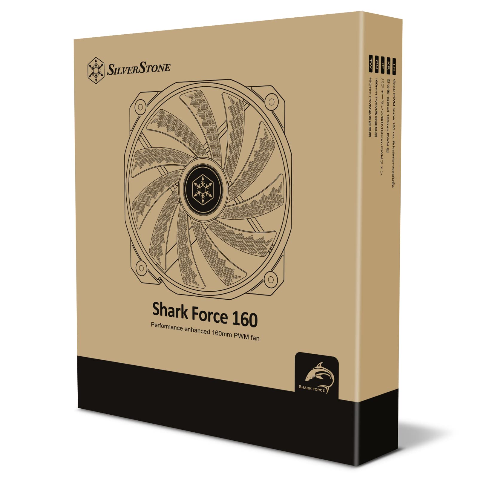 SilverStone Technology Shark Force 160 Ventilador PWM de rendimiento mejorado de 160 mm (con agujeros de montaje de 140 mm) SST-SF160B