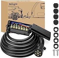 Vista 9 de Nilight - Cable de enchufe de remolque de 7 vías alineado para tareas pesadas de 8 pies, conector de 7 pines, cable de extensión redonda para RV