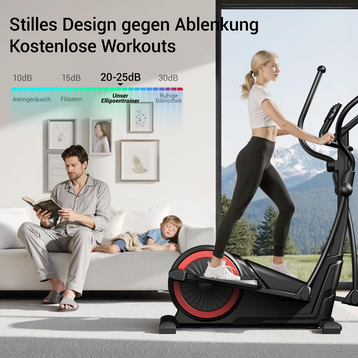 CURSOR Crosstrainer 40 cm Schrittlänge 16 Widerstandsstufen Magnetischer Ellipsentrainer Herzfrequenzgriffe LCD-Display 159 kg