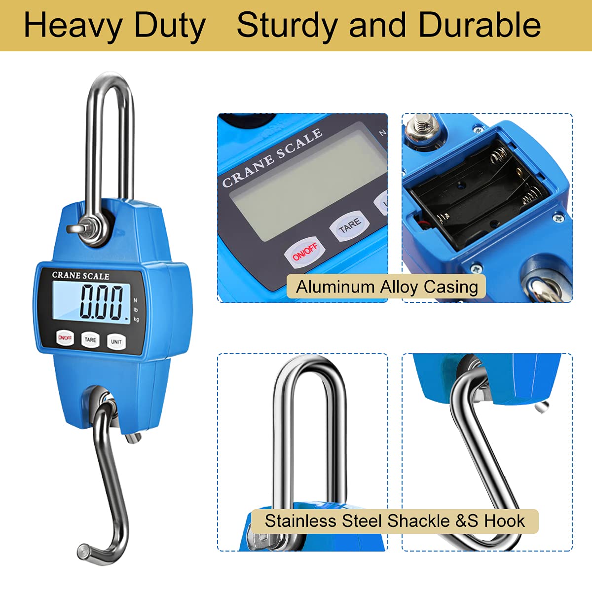 660lb Digital Hanging Scale Portable Crane Scale Digital Animal Weight Big Game Scale for Farms Hunting Fishing Travelling Outdoor