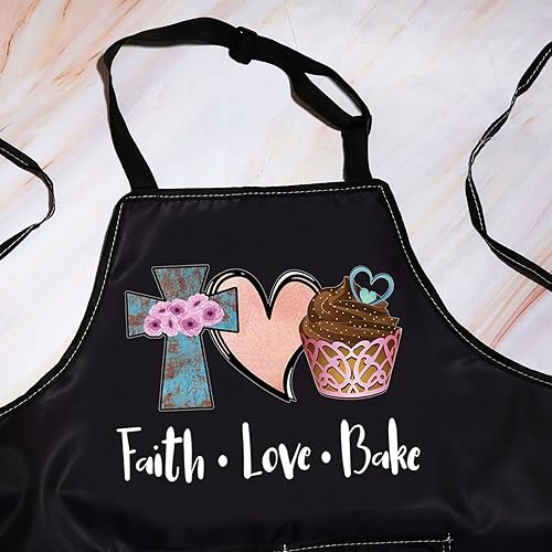Miniatura 3 de WZMPA Delantales cristianos con bolsillos, delantal religioso para hornear, regalos espirituales, fe, amor, hornear, delantal para mujeres y hombres
