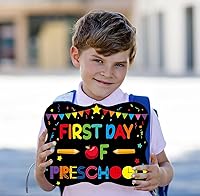 Vista 6 de PETCEE Letrero de primer y último día de escuela – Cartel de pizarra de 15 grados para niños y niñas, 8 x 10 pulgadas, preescolar de jardín