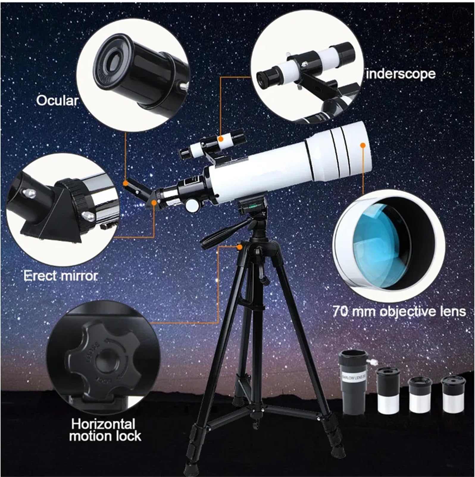 Télescope pour Adultes Télescope astronomique réfracteur - Regarder la Lune, Observer Les Oiseaux, Regarder Le Paysage Naturel, Regarder Le Paysage de la Ville, Regarder Les Animaux