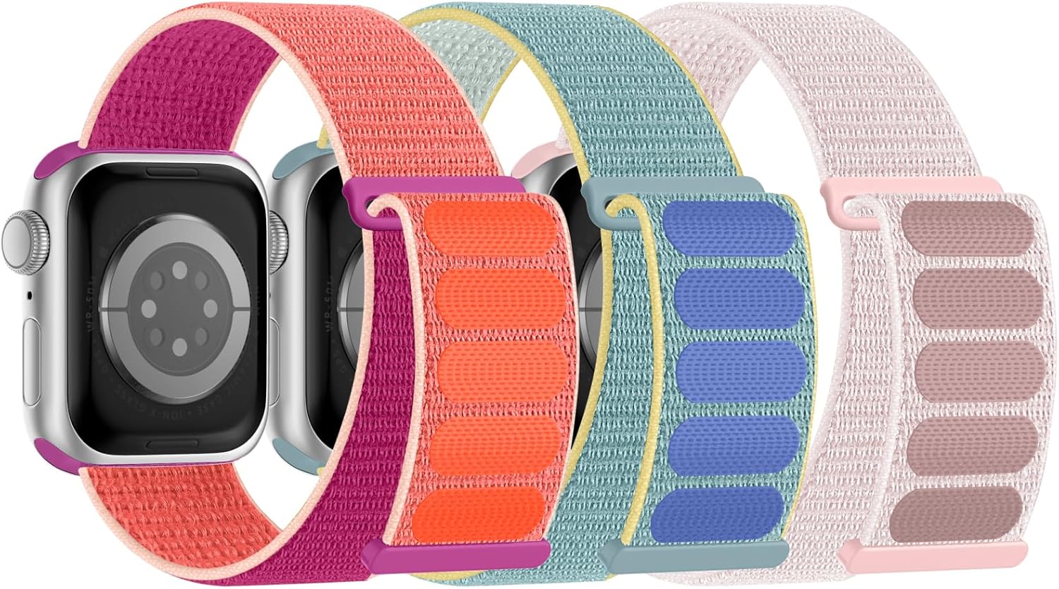 3 Pack Sport Bands Compatible with Apple Watch Band 38mm 40mm 41mm 42mm 44mm 45mm 46mm 49mm for Men Women, Adjustable Breathable Nylon Straps for iWatch Series 10/9/8/7/6/5/4/3/SE/Ultra