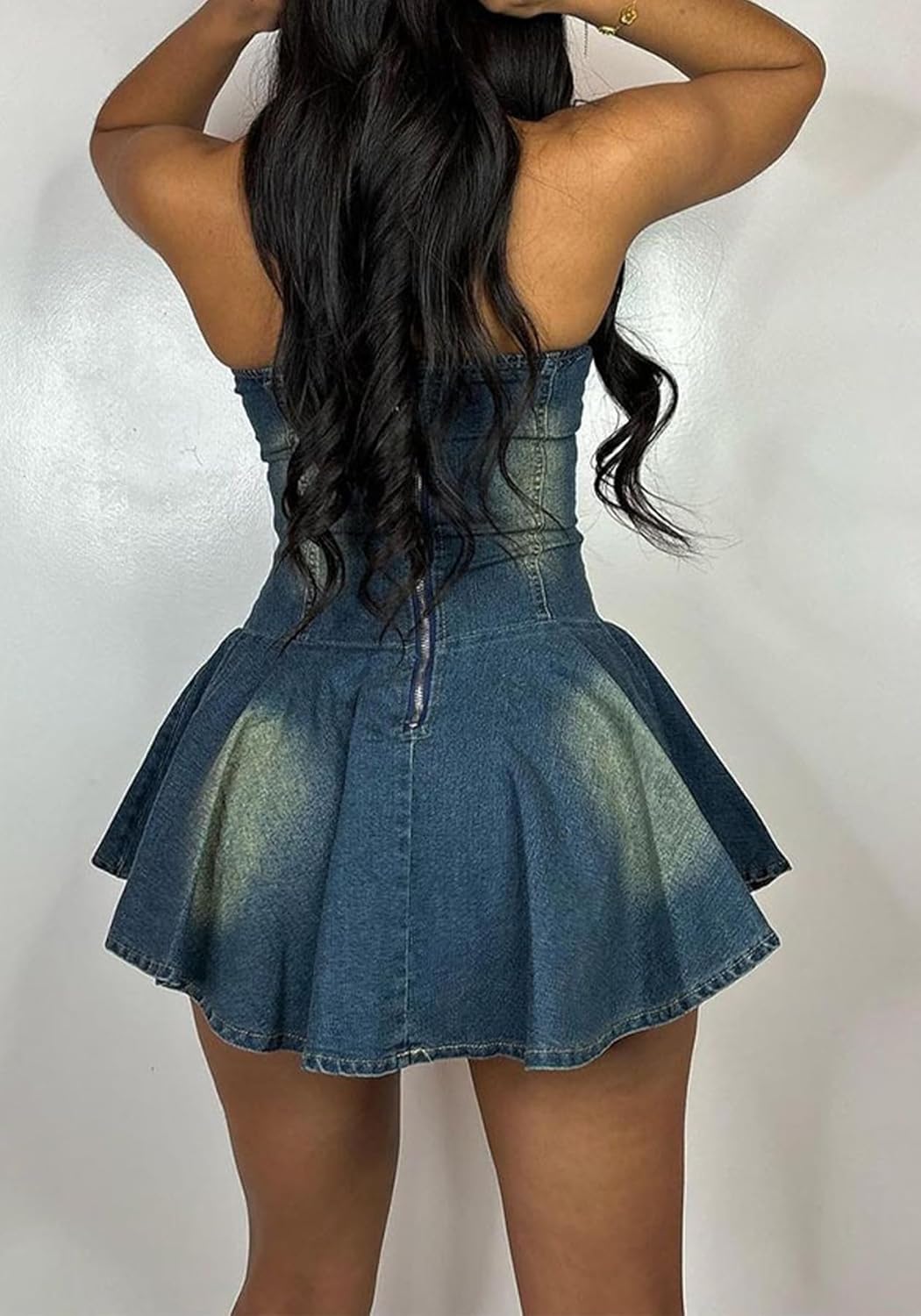Ptorlio Summer Sexy Denim Mini Dress Strapless Party Club Tube A-line Corset Bandage Short Dresses - Image 4