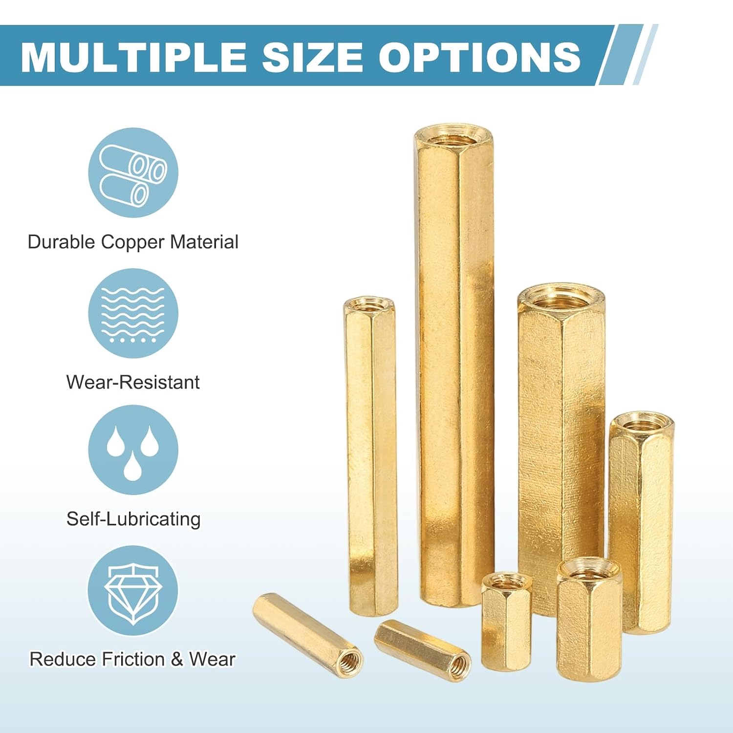 MECCANIXITY Brass Hex Coupling Nuts, M5x25mm Female Thread Hexagonal Standoffs Spacer Nuts Screws for PCB Motherboard Circuit Board(Gold Tone, Pack of 8)
