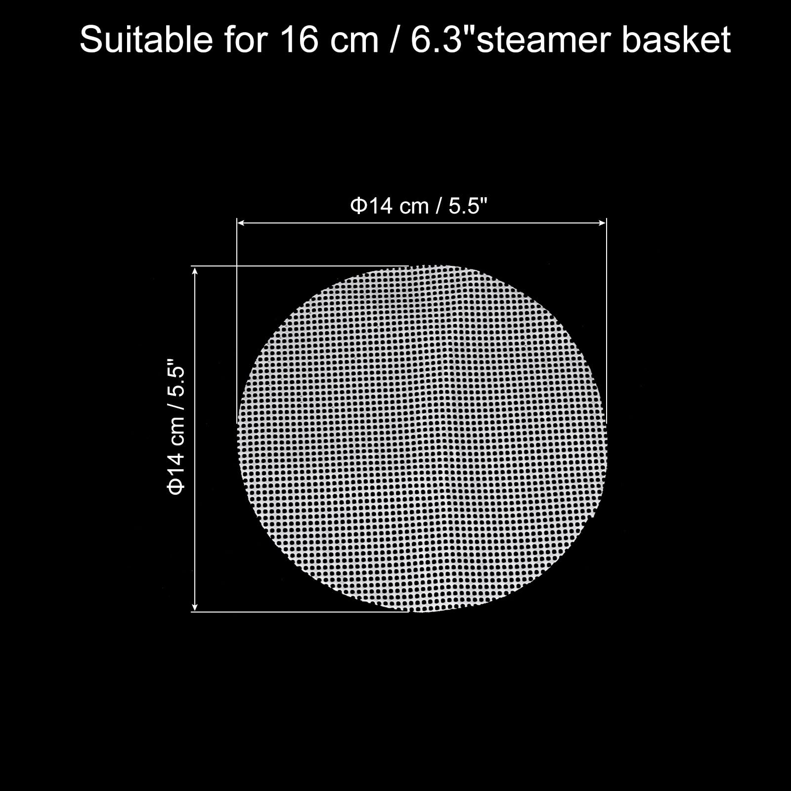 uxcell 20 Pcs 5.5 Inch Non-Stick Silicone Steamer Liners Mesh Mat, Reusable Round Steamer Mesh Pastry Dumplings Pad Mat, White - Image 2
