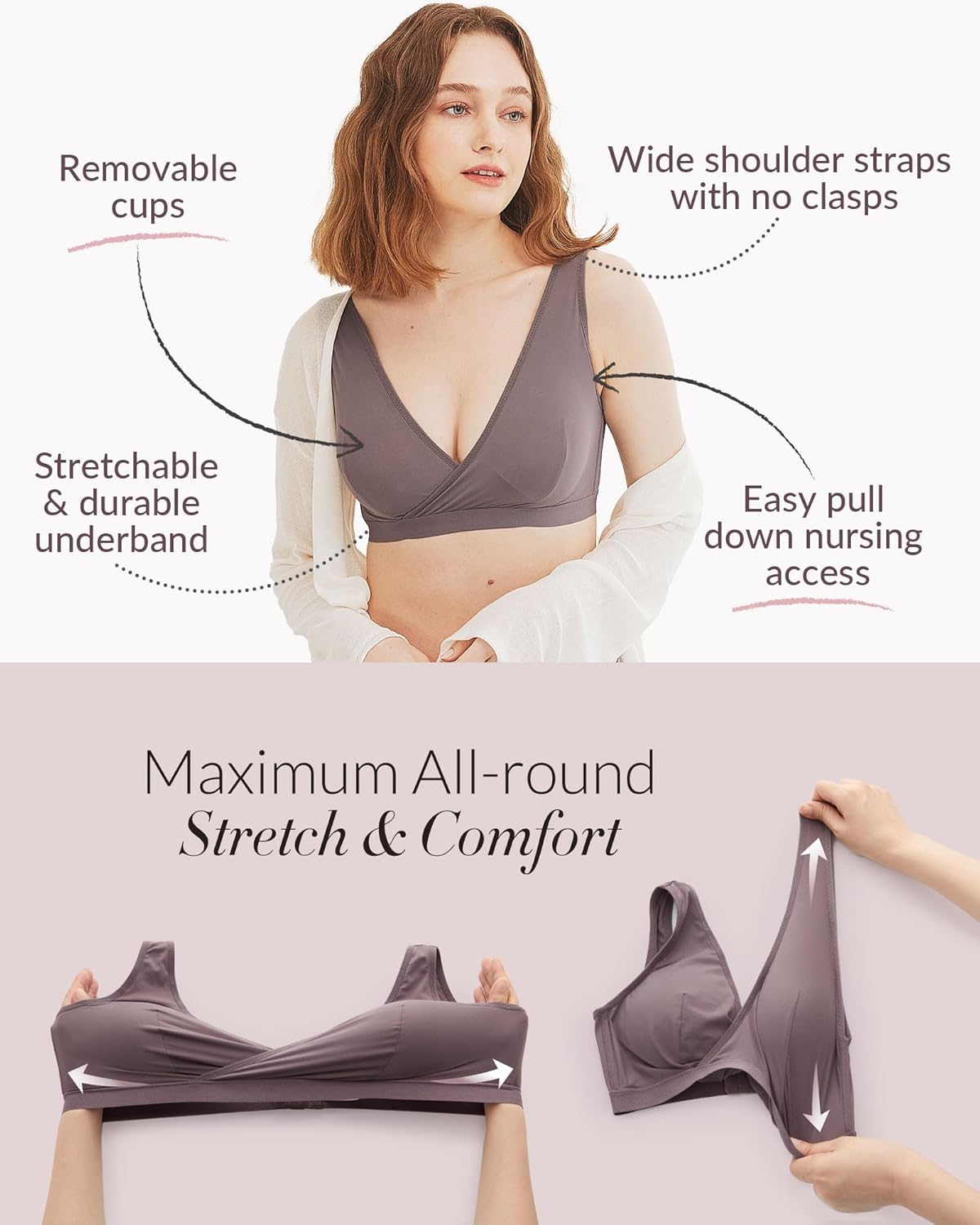 Mamaway Breezy Crossover Nursing Maternity Breathable Bra, Odorless, Soft, Lightweight for Sleeping, Pregnancy, Breastfeeding - Image 3
