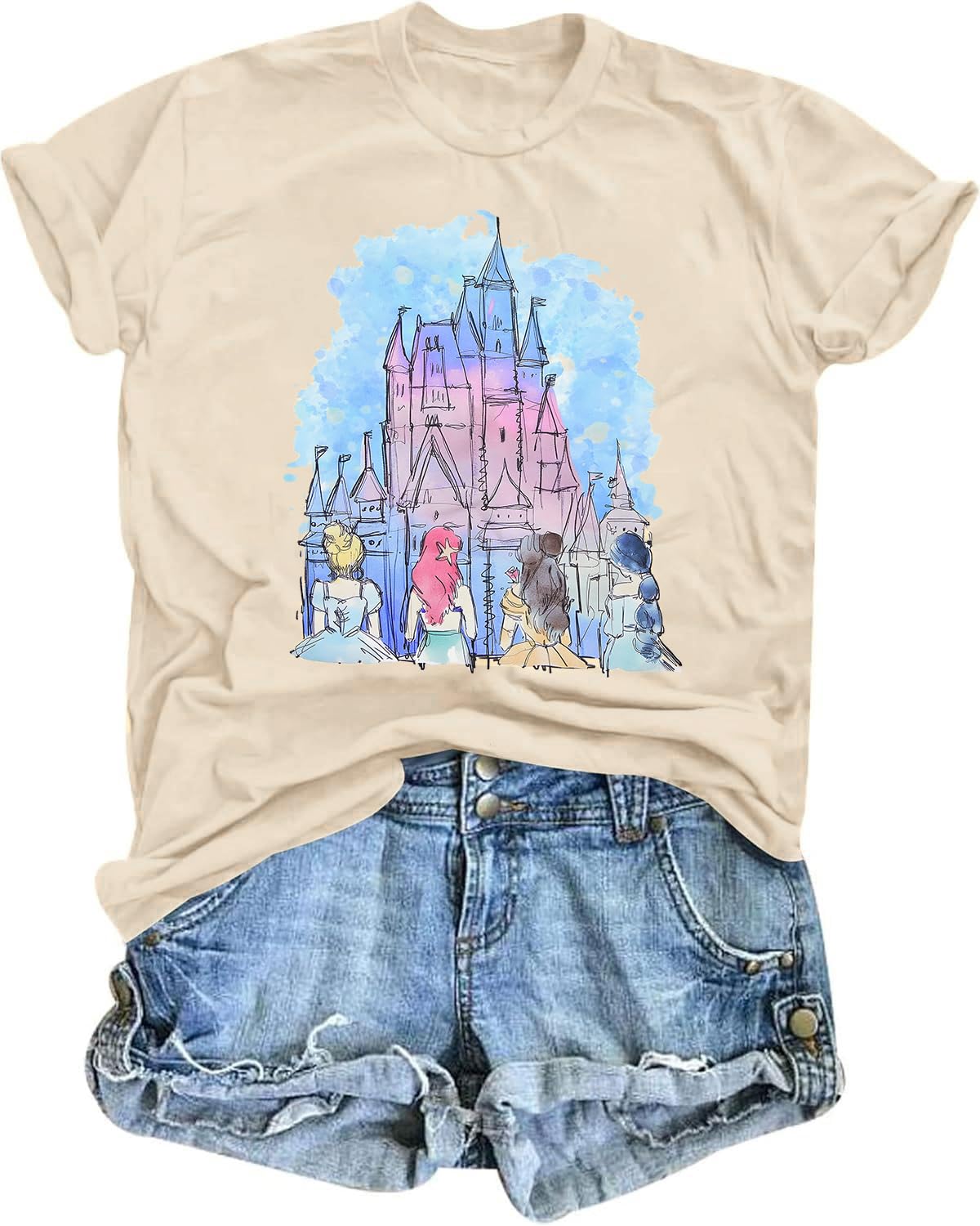 Magic Kingdom Shirts Castle T Shirts for Women Princess Castle Shirt Funny Vacation Trip Tee Casual Holiday Top